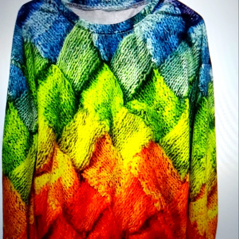 Plus Size 1x/18/ Bust 53" Brite Multi Color Long sleeve Shirt